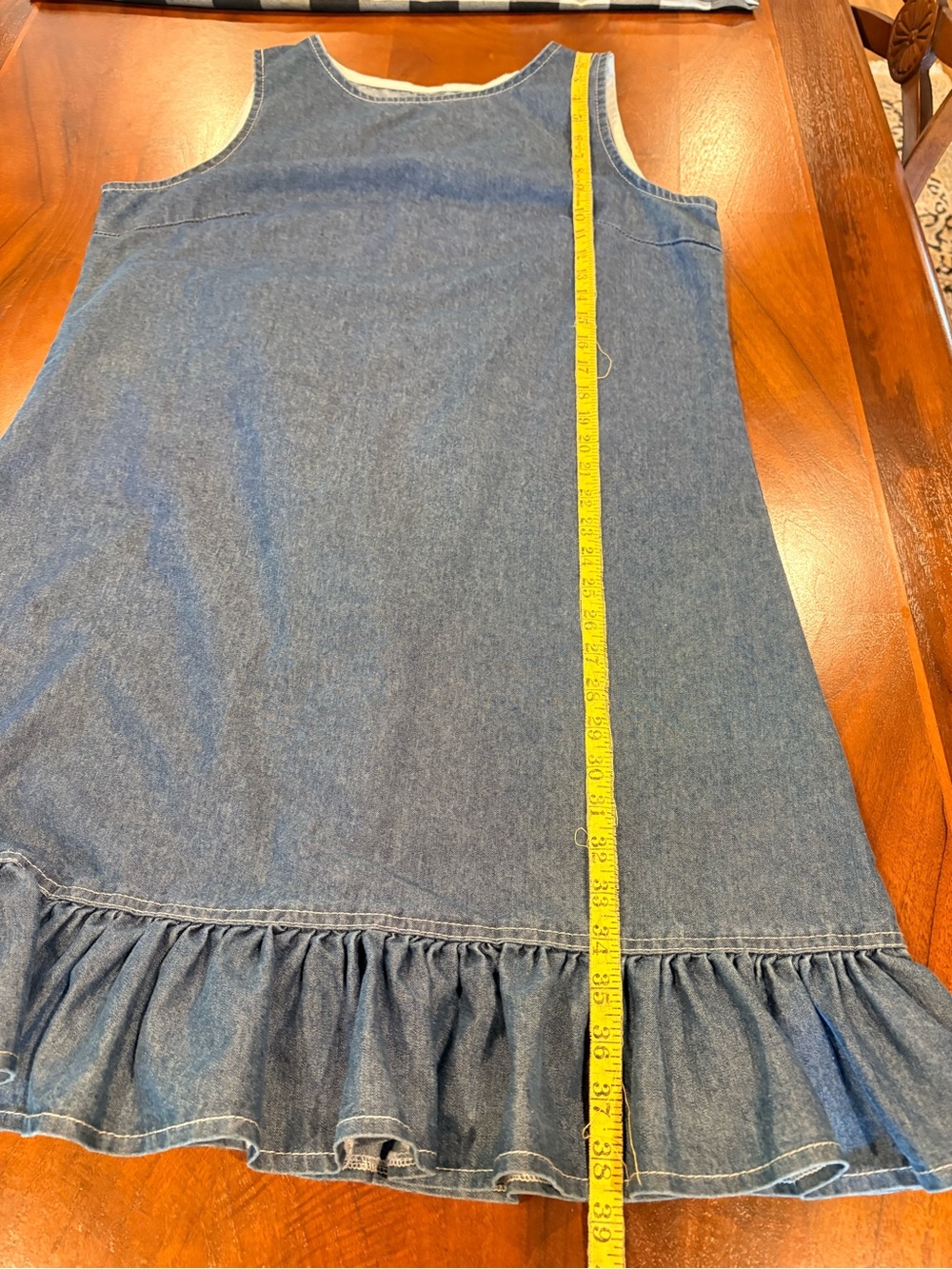 Sleeveless Denim Ruffle-Hem Dress, size M - Picture 4 of 4